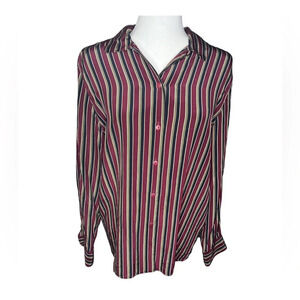 Y2K Talbots 100% Silk Striped Button-Down Blouse